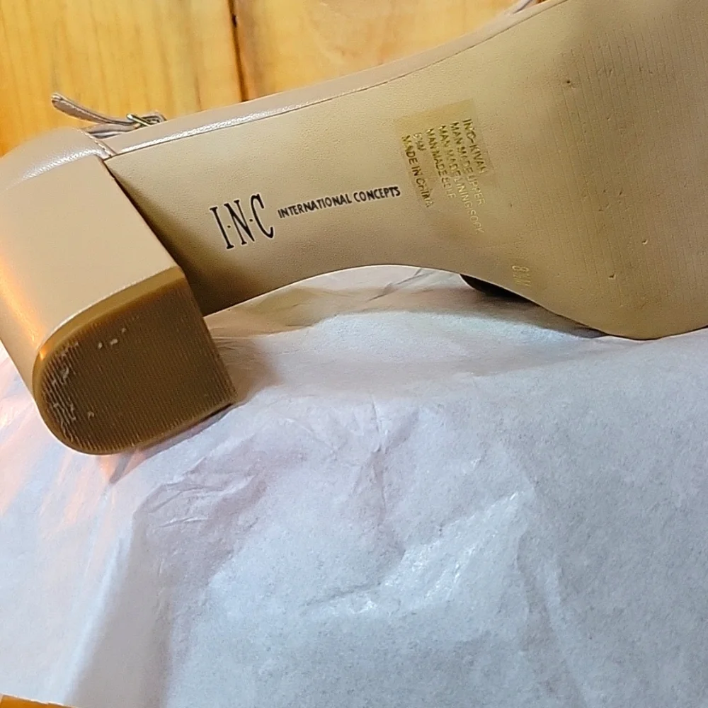 INC International Concepts Tan Block Heel Sandals - Picture 7 of 7
